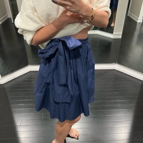 MIU MIU navy midi skirt with bow